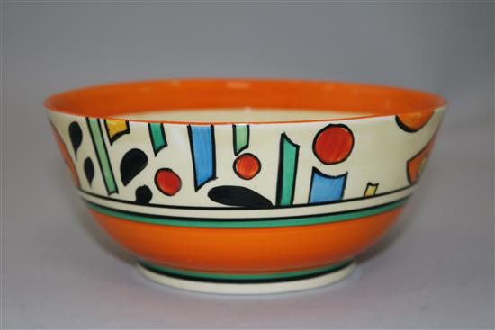 A Clarice Cliff orange pattern bowl, diameter 17.45cm